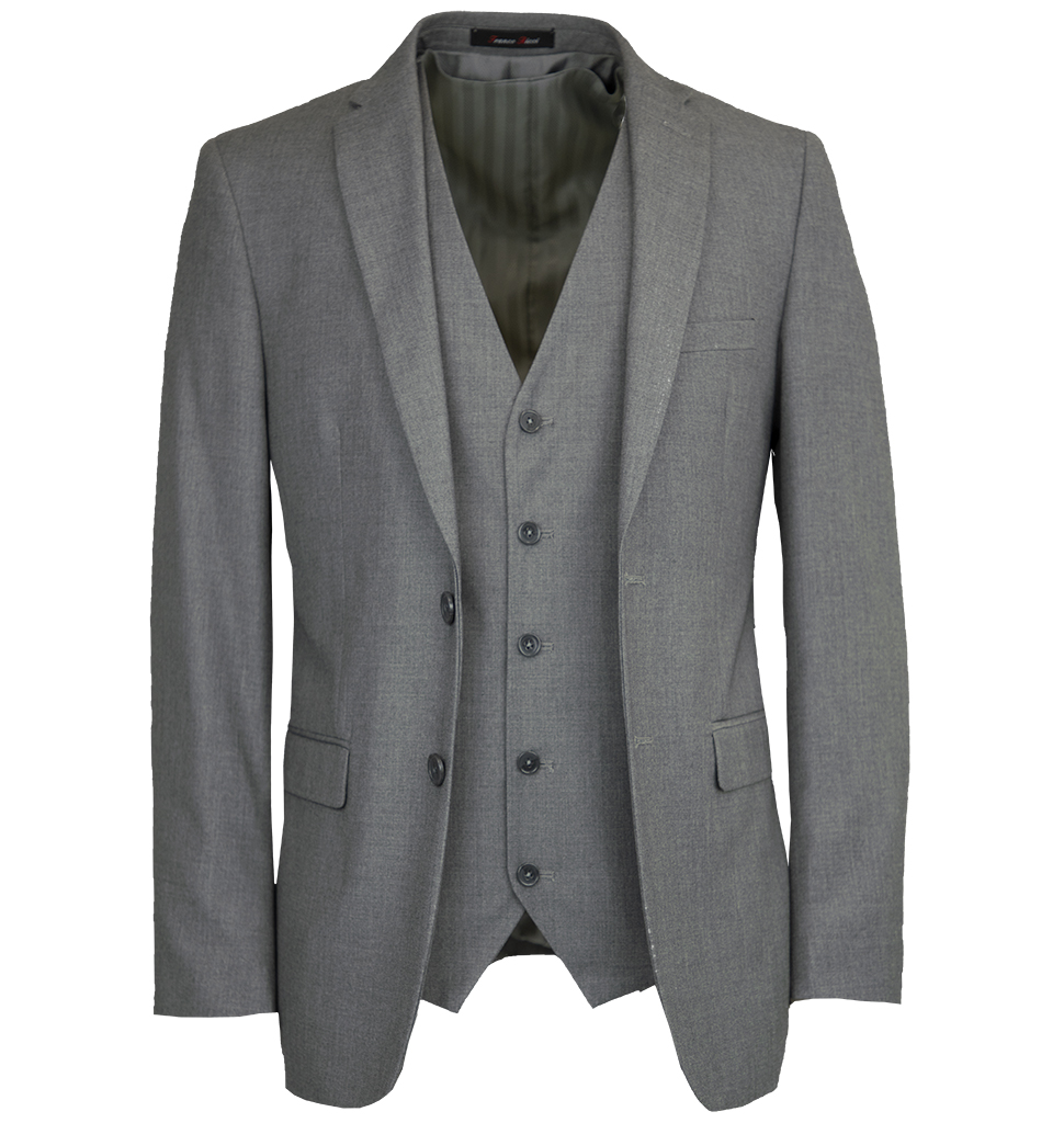 Franco Ricci Luxury 3 Piece Vested Slim Fit Suit Light Grey