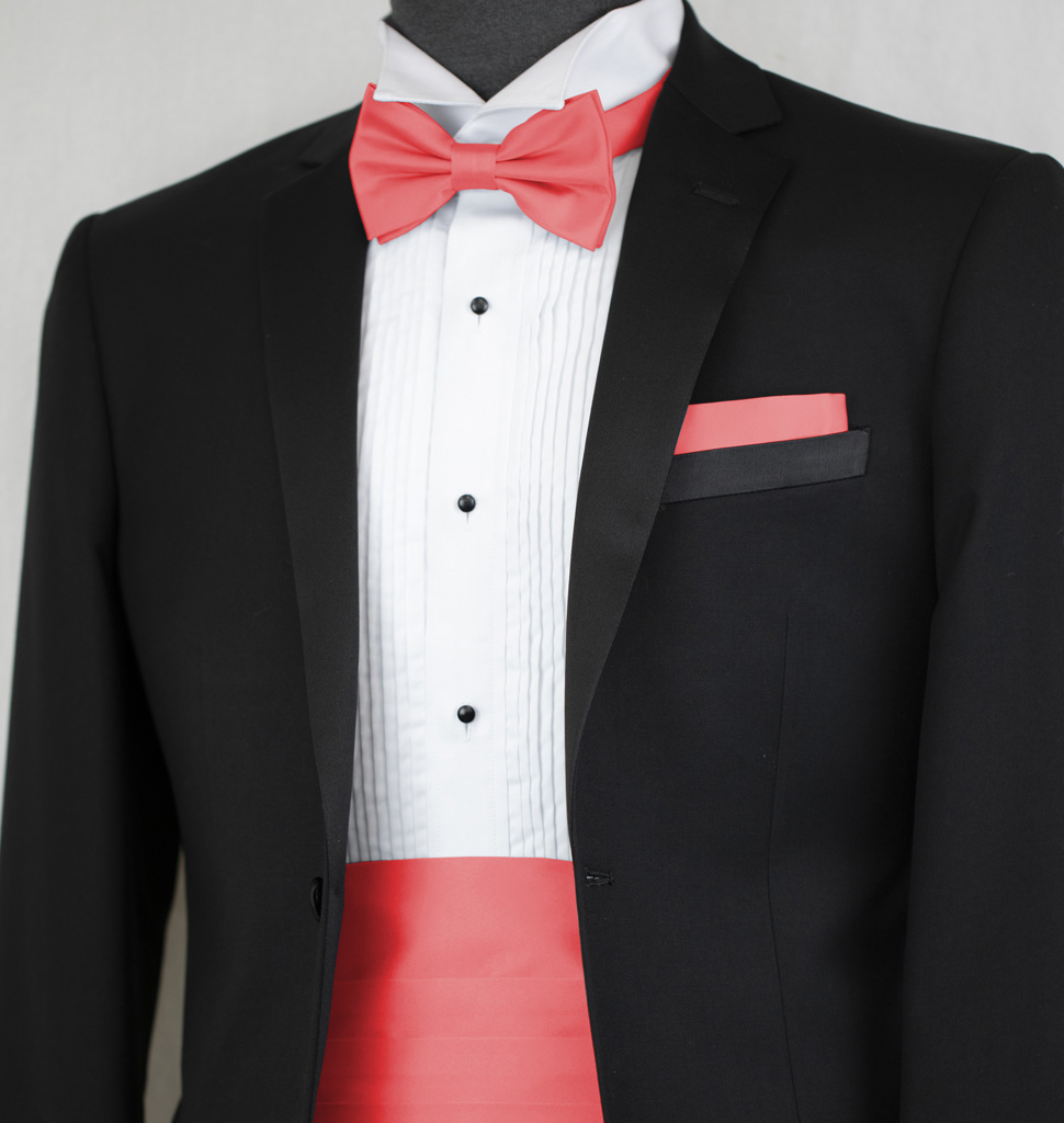 Solid Cummerbund Bow Tie and Handkerchief ACC10X