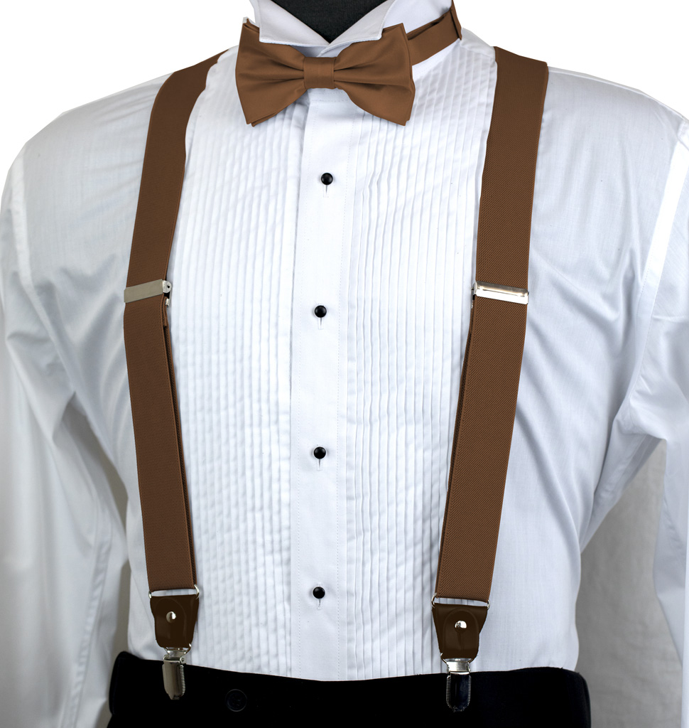 Solid Suspender Bow Tie And Handkerchief Set Ass11Ii
