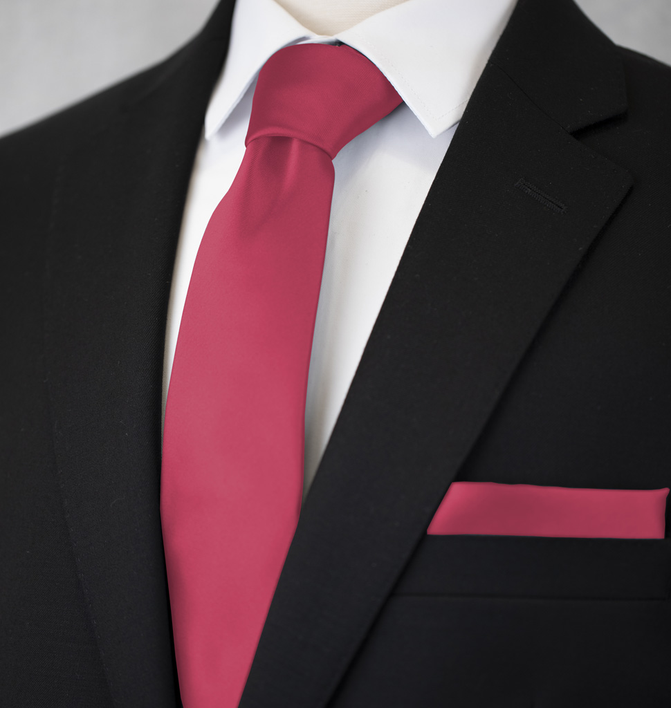 Solid Tie and Handkerchief Set Fuchsia