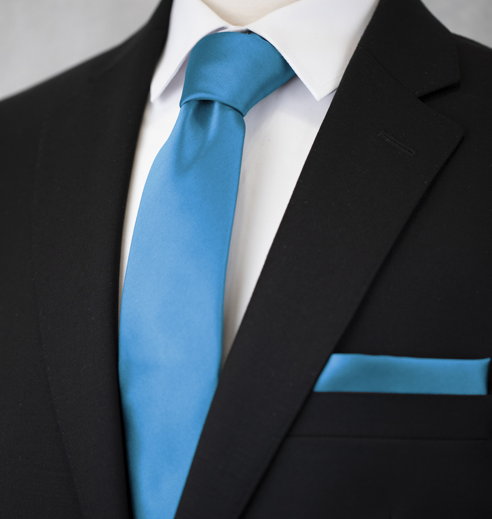 Solid Tie and Handkerchief Set French Blue