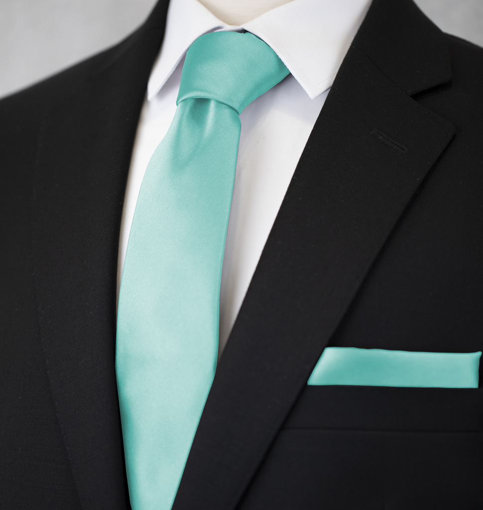 Solid Tie and Handkerchief Set Mist