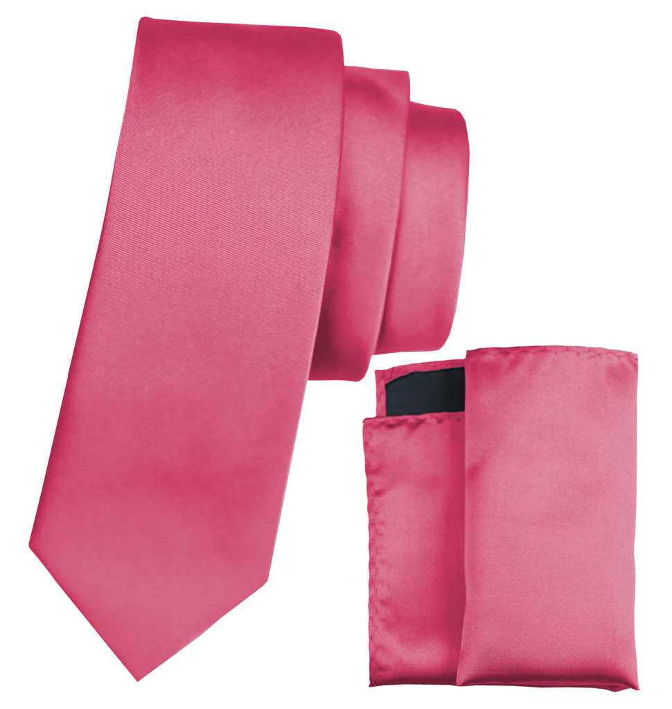 Solid Tie and Handkerchief Set French Rose