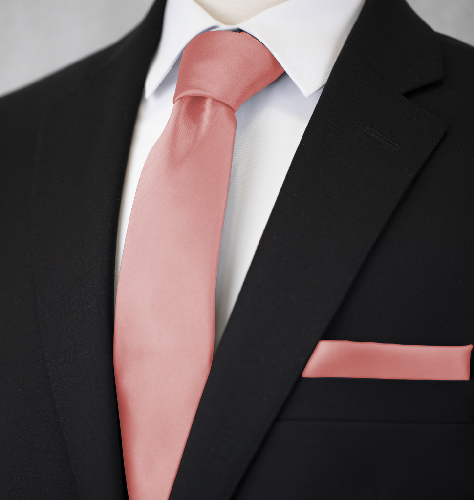 Solid Tie and Handkerchief Set Dusty Rose