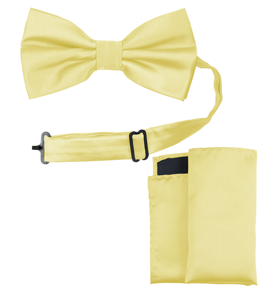 Solid Bow Tie and Handkerchief Set Canary