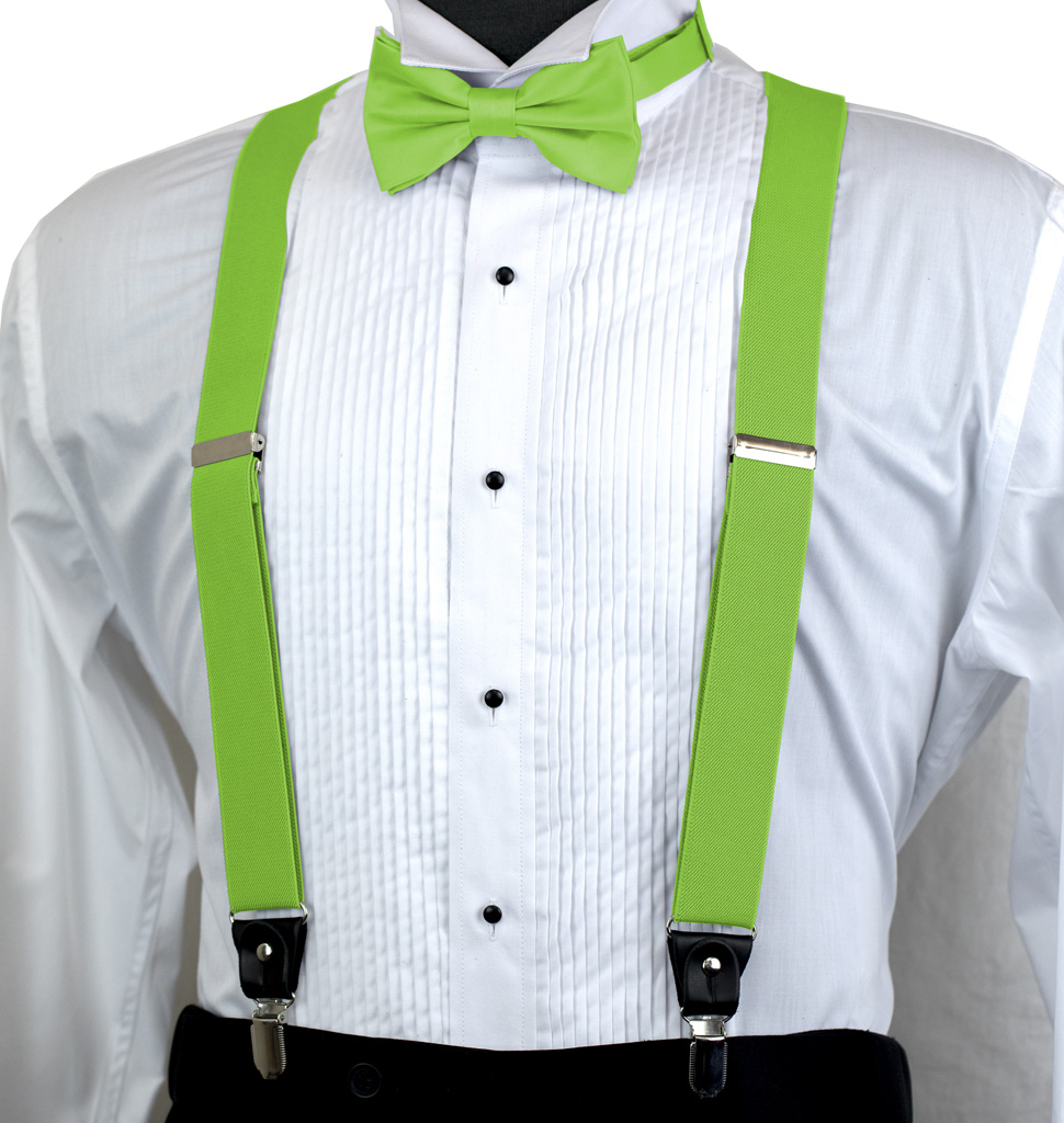 Solid Suspender Bow Tie and Handkerchief set ASS11V
