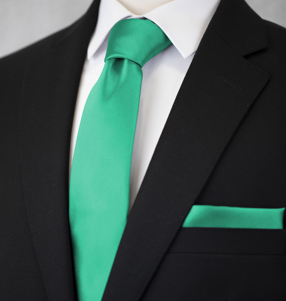 Solid Tie and Handkerchief Set Mermaid Green