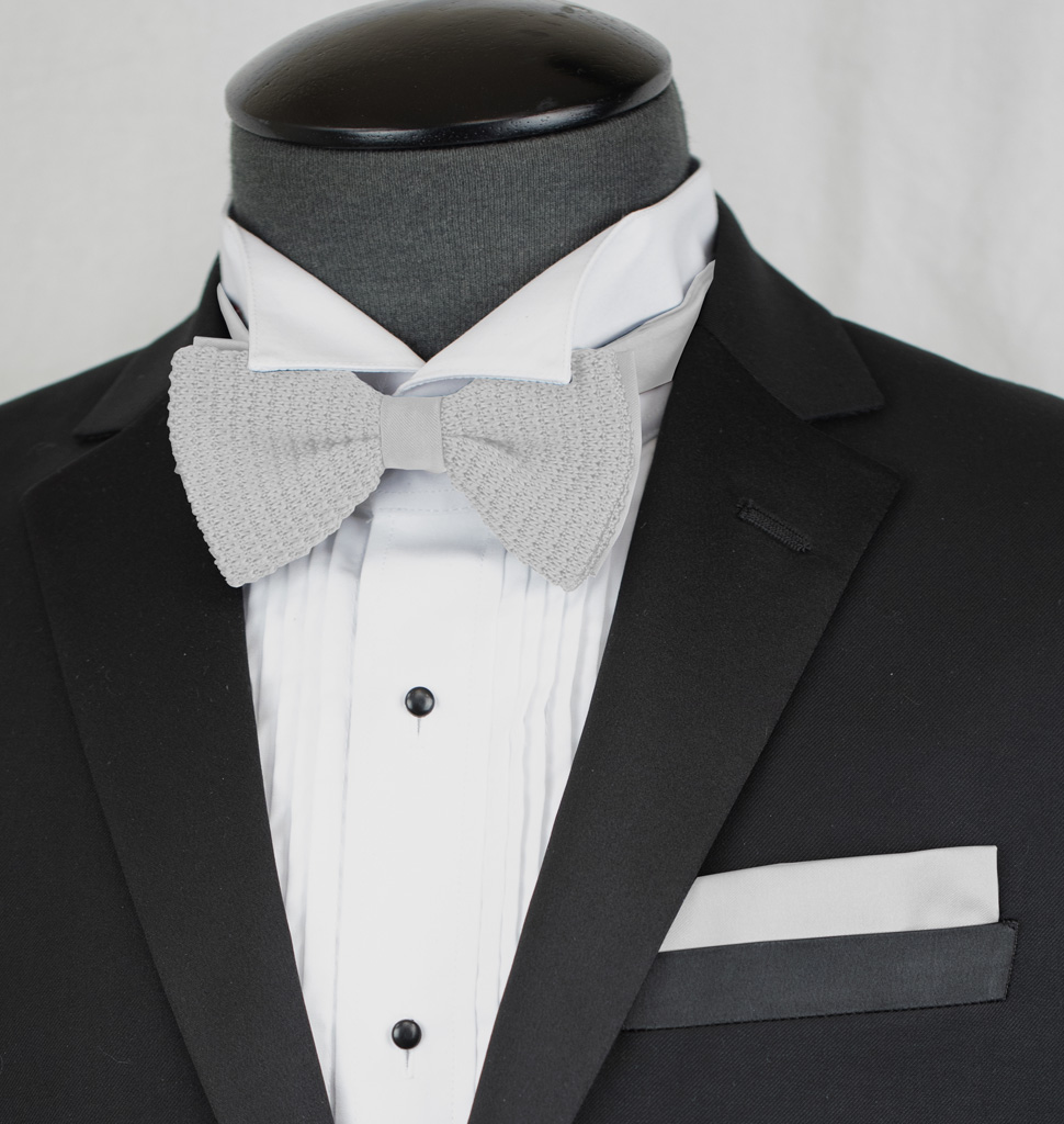 Knit Pretied Bow Tie With Handkerchief Set Clr.A