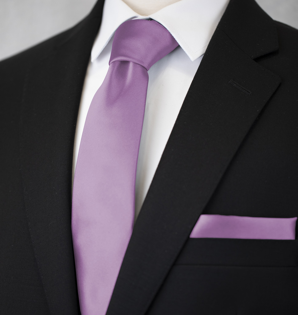 Solid Tie and Handkerchief Set Lilac