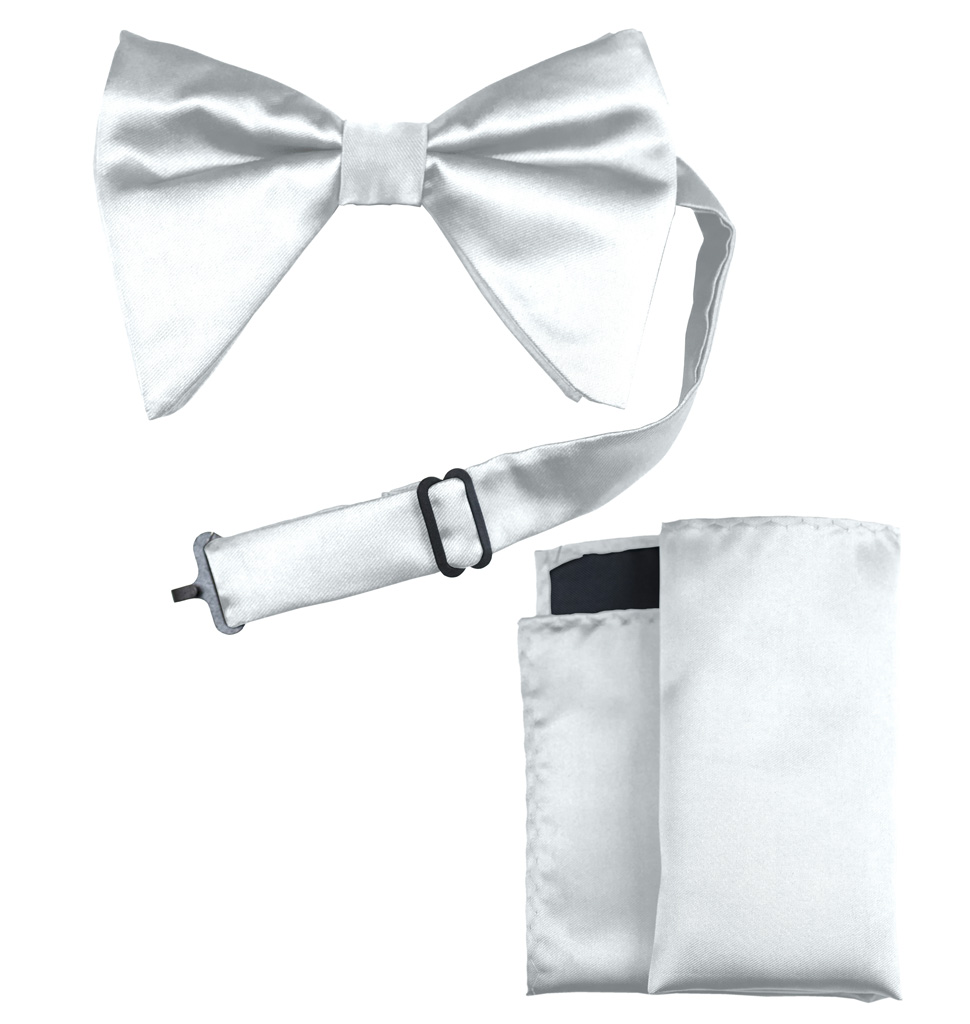 Solid Long Bow Ties With Handkerchief Clr.A