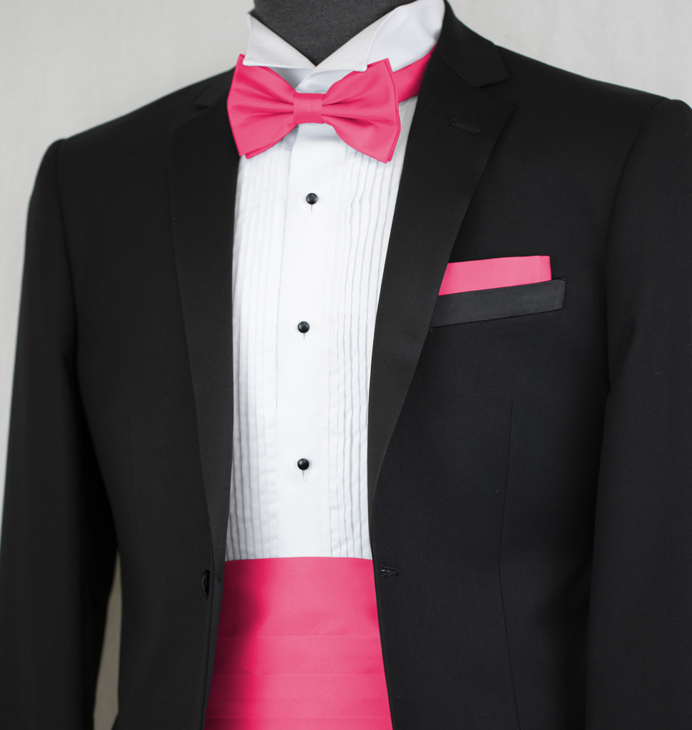 Solid Cummerbund Bow Tie And Handkerchief Acc10C