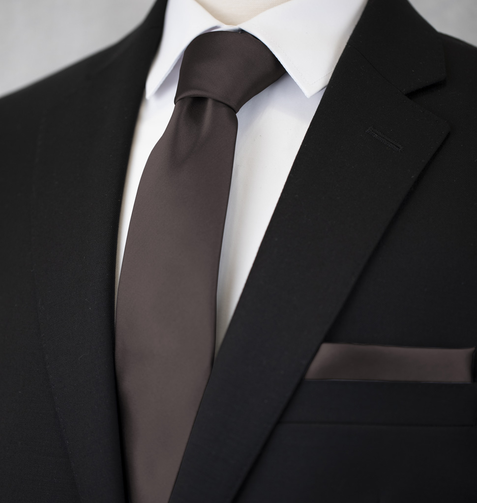 Solid Tie and Handkerchief Set Charcoal