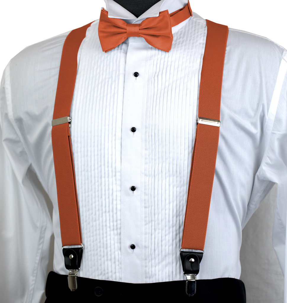 Solid Suspender Bow Tie And Handkerchief Set Ass11Ee