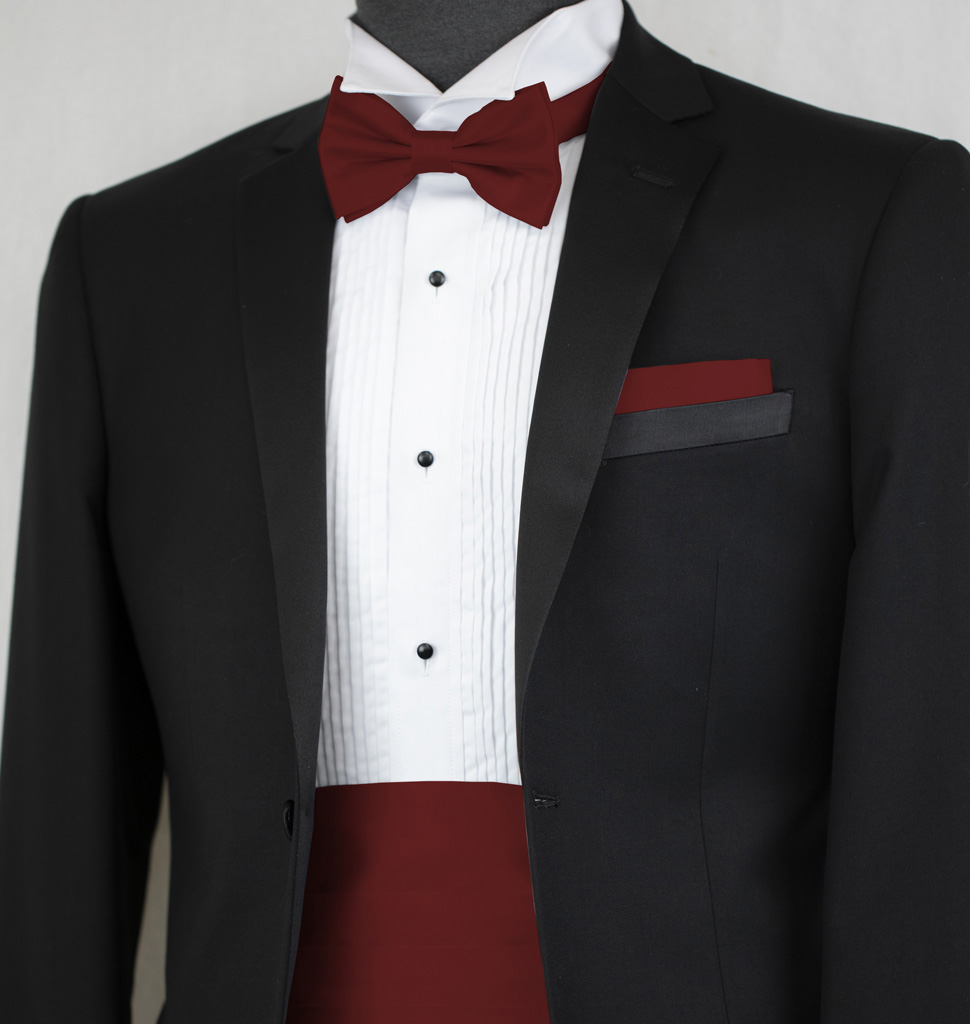 Solid Cummerbund Bow Tie And Handkerchief Acc10Tt