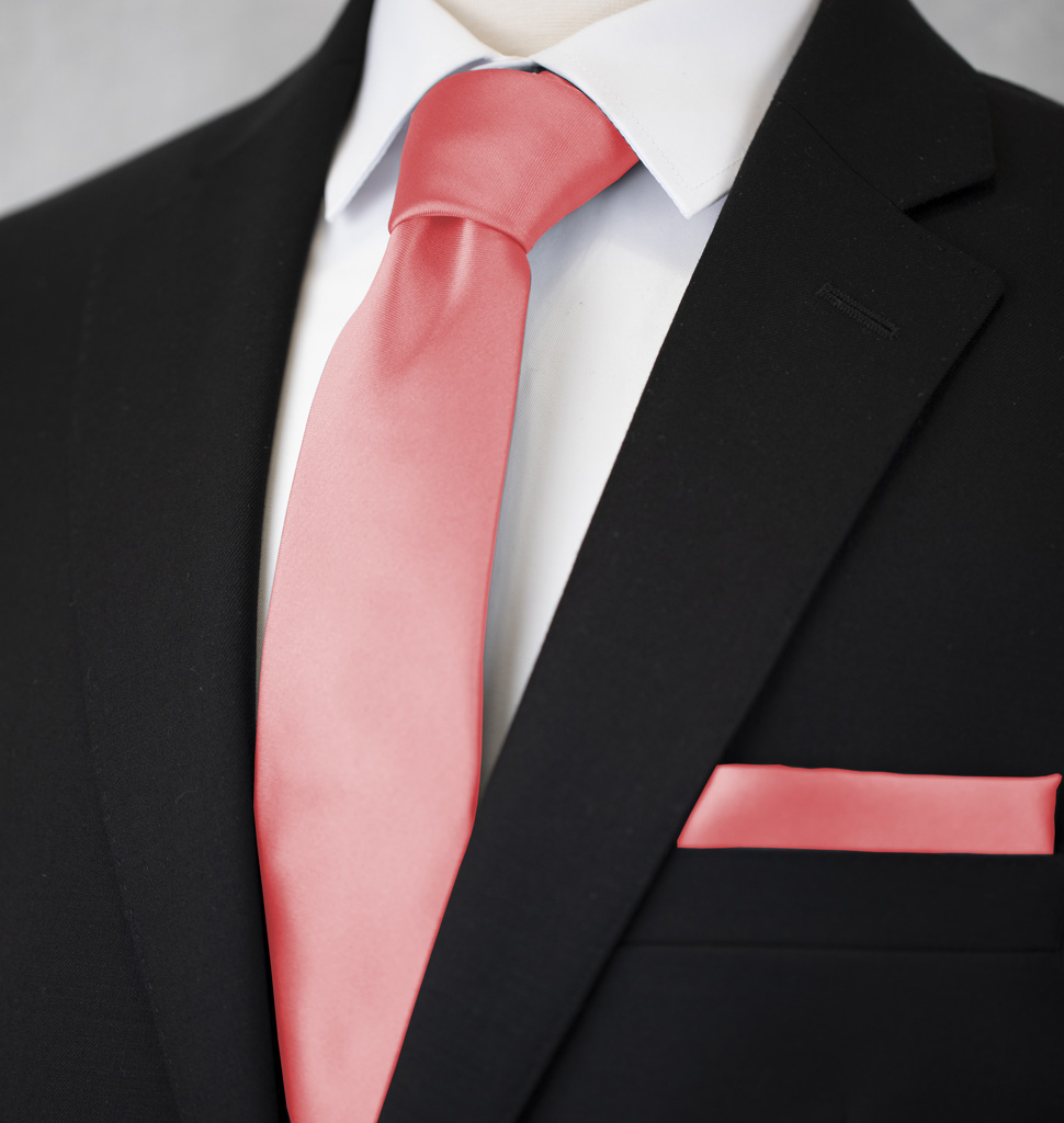 Solid Tie and Handkerchief Set Pink
