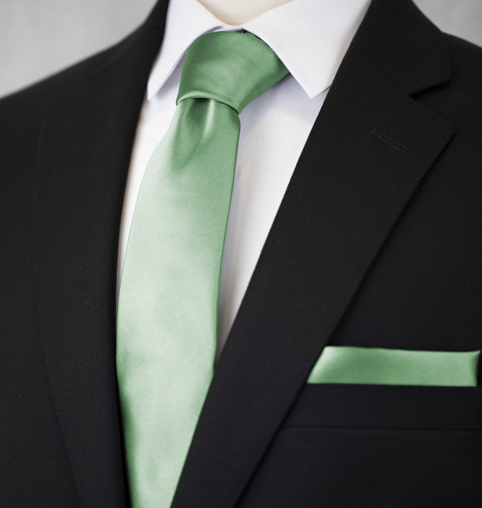 Solid Tie and Handkerchief Set Mint