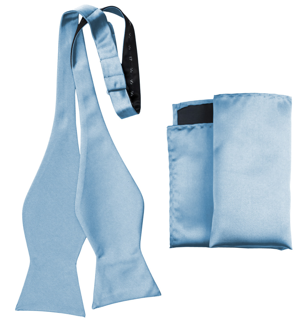Solid Self Tie Bow Tie And Handkerchief Cinderella Blue Awstbt100R