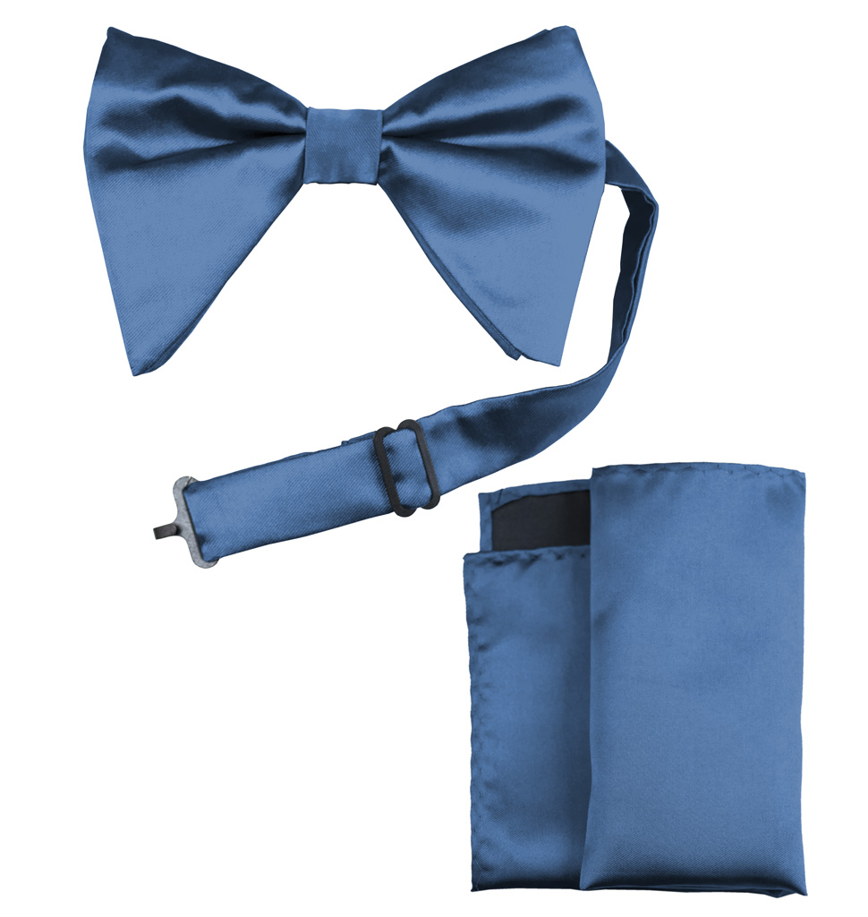 Solid Long Bow Ties With Handkerchief Clr.Ee