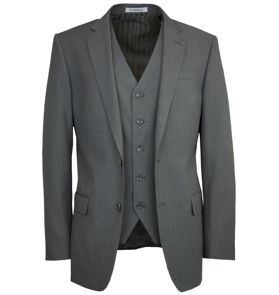 Cornelli Luxury 3 Piece Vested Suit Modern Fit Medium Grey