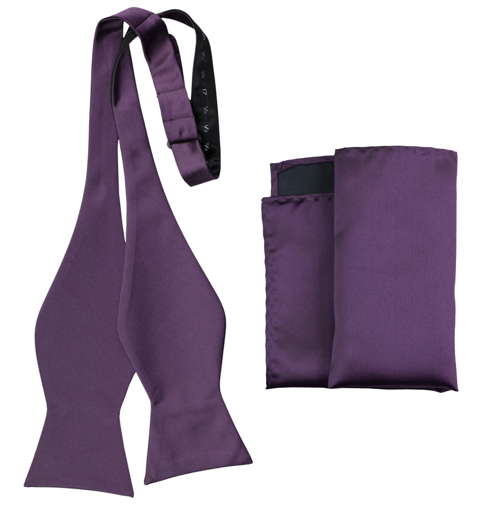 Solid Self Tie Bow Tie And Handkerchief Royal Purple Awstbt100Hh
