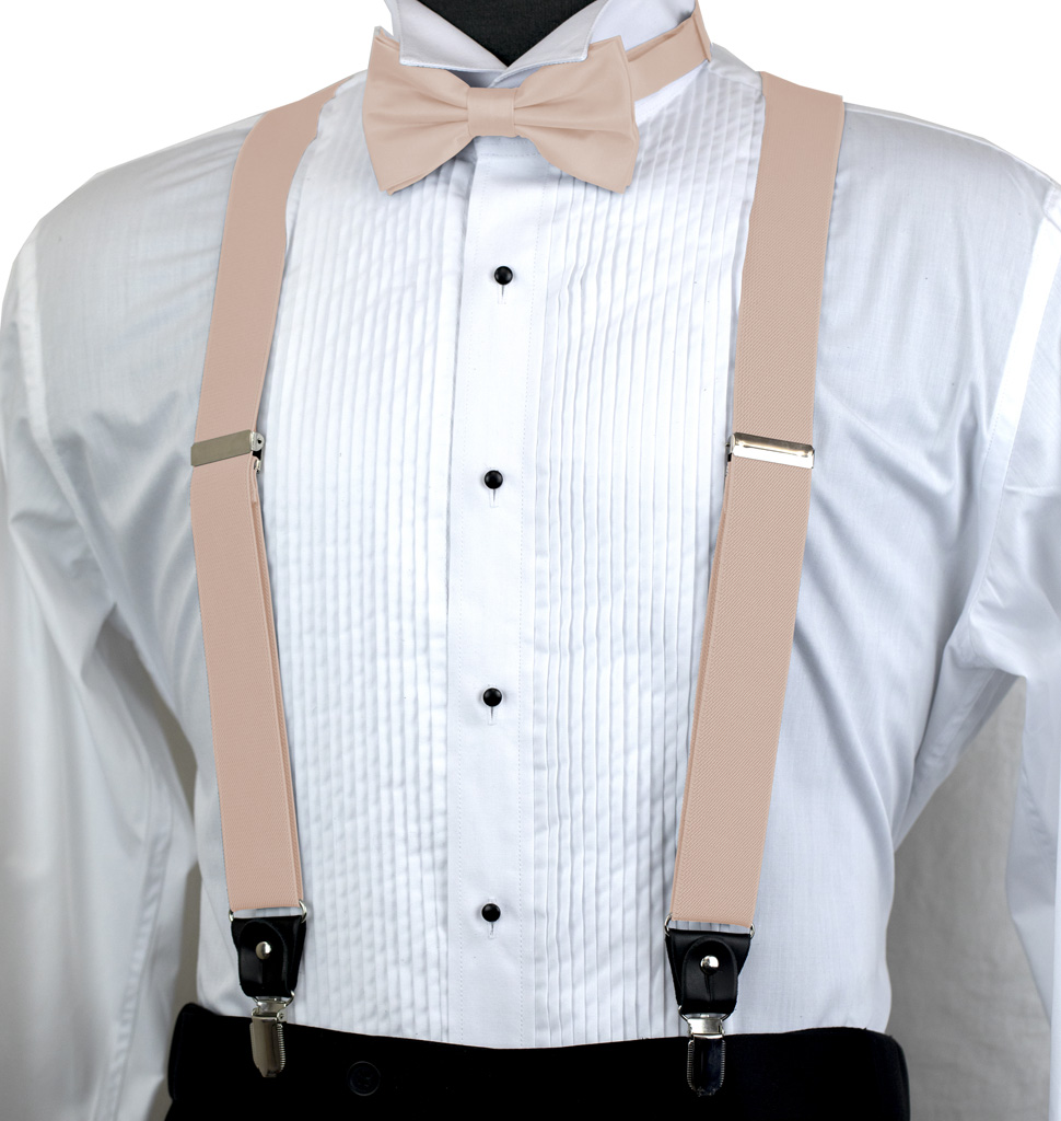 Solid Suspender Bow Tie And Handkerchief Set Ass11Ww