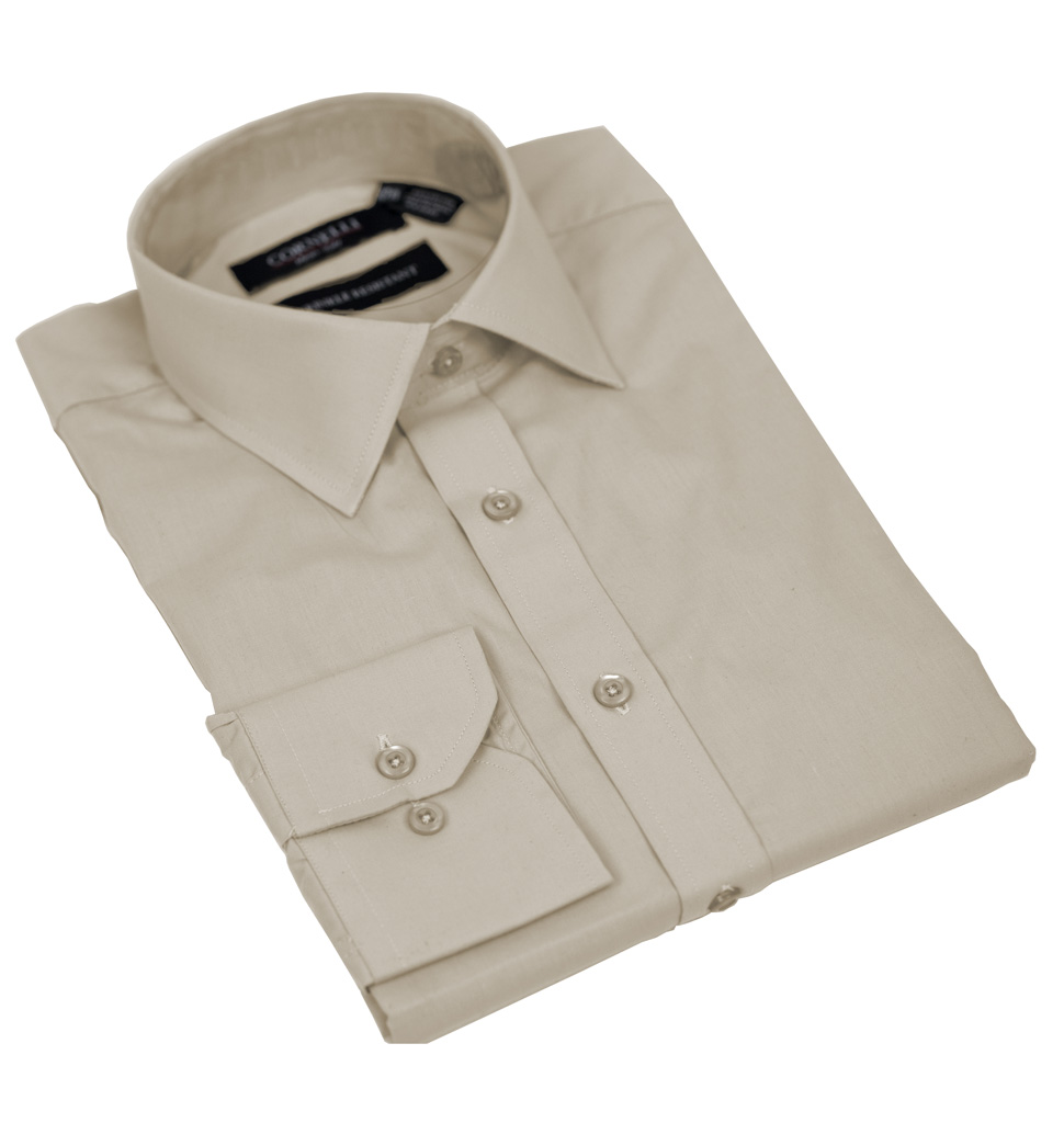 Cornelli Solid Dress Shirt Tailored Fit Off White