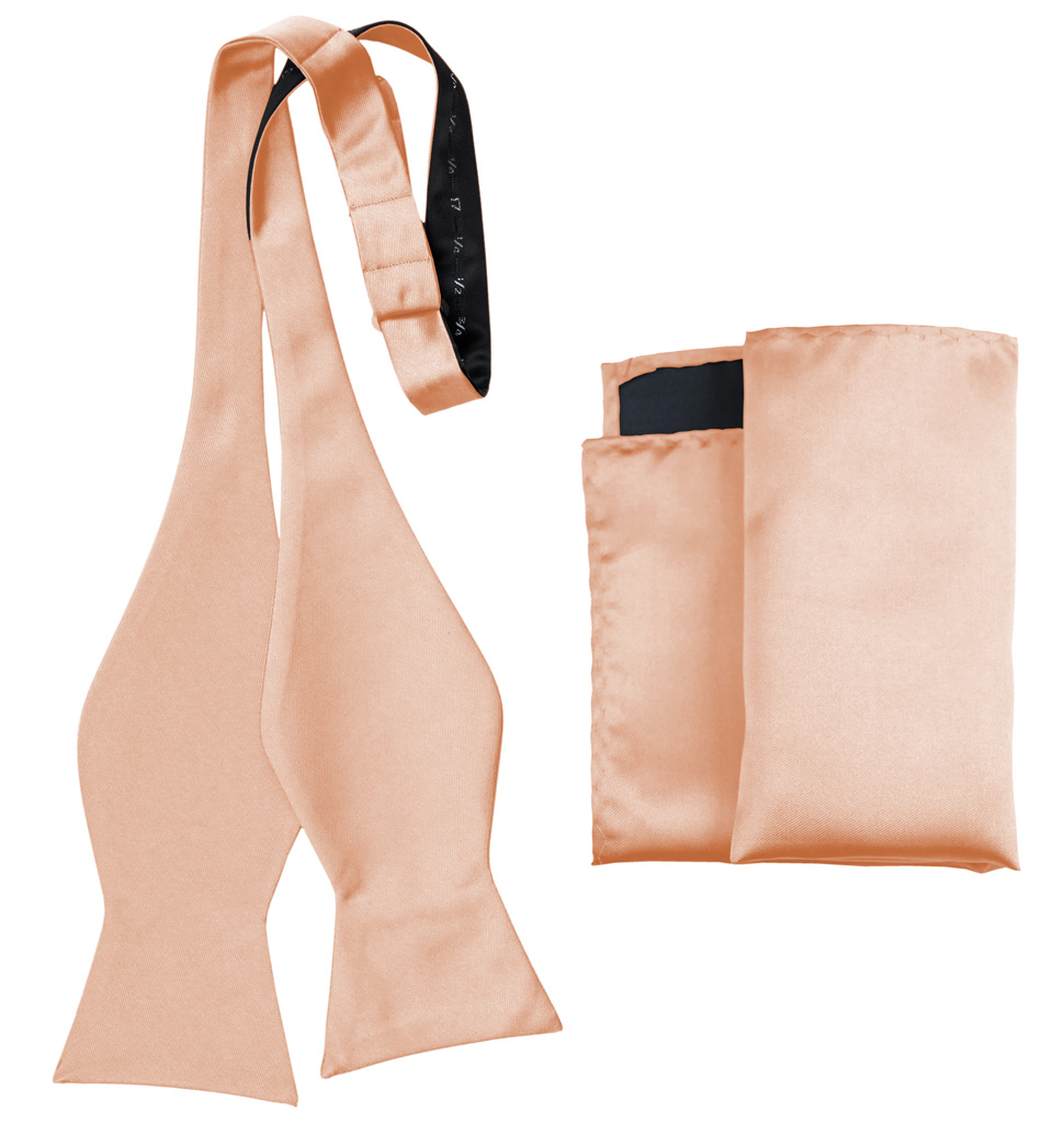 Solid Self Tie Bow Tie and Handkerchief Rose Gold AWSTBT100FFF