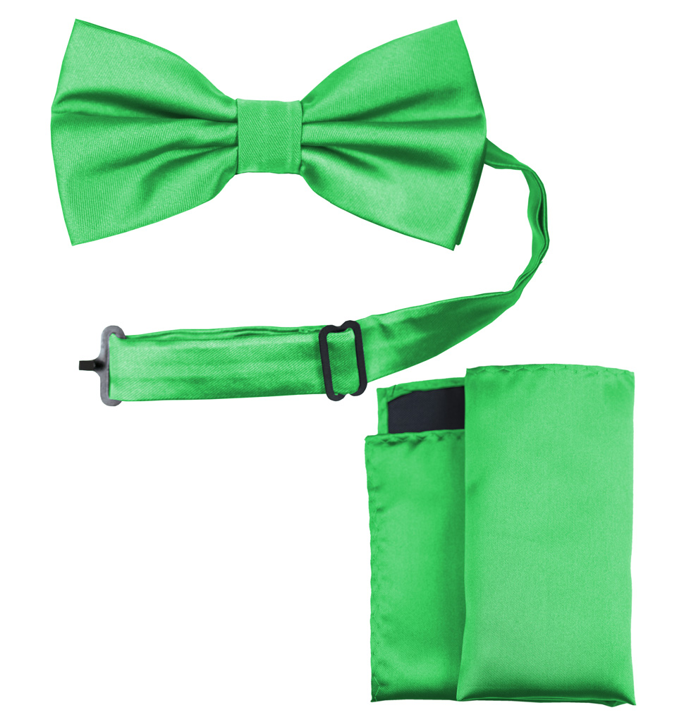 Solid Bow Tie and Handkerchief Set Lettuce Green