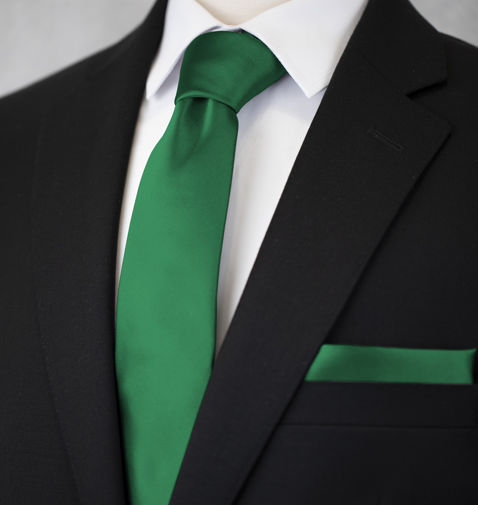 Solid Tie and Handkerchief Set Emerald Green
