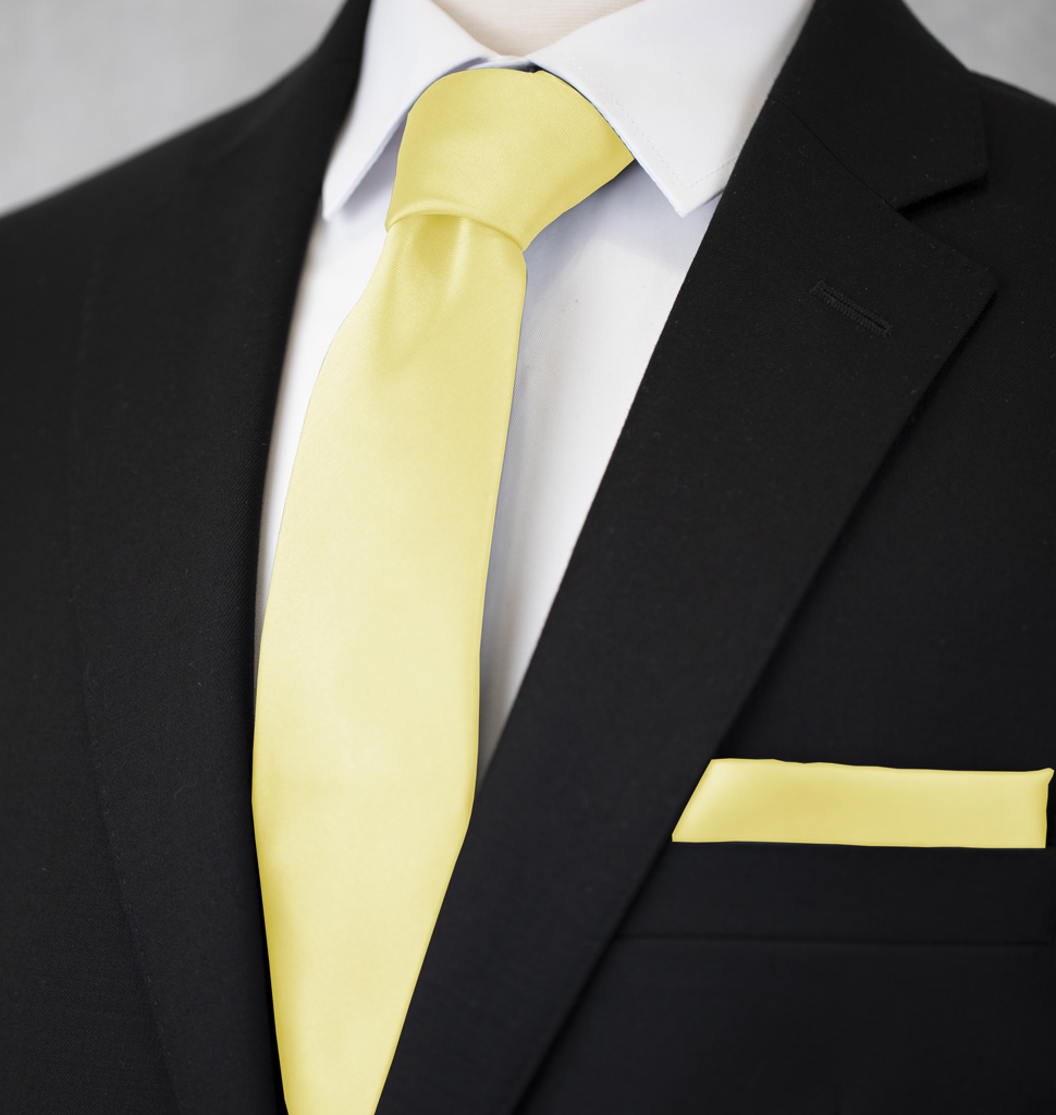 Solid Tie and Handkerchief Set Canary