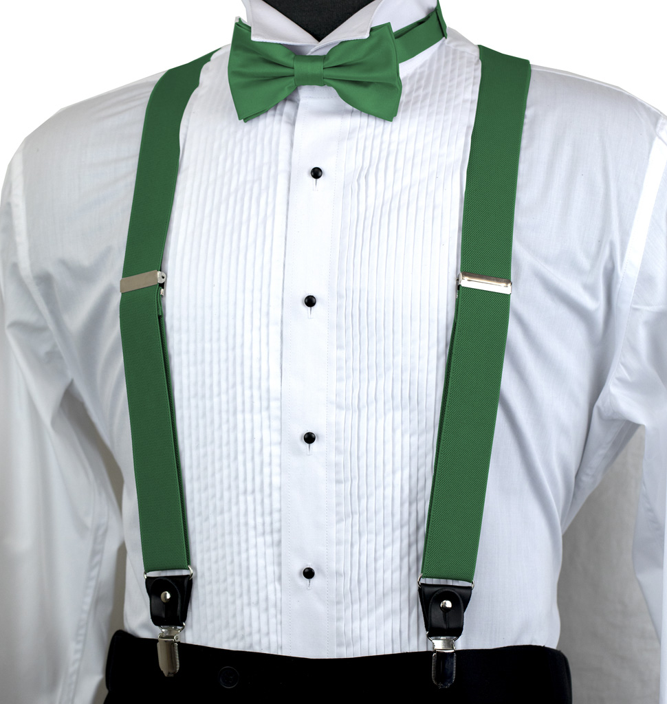 Solid Suspender Bow Tie And Handkerchief Set Ass11Jj