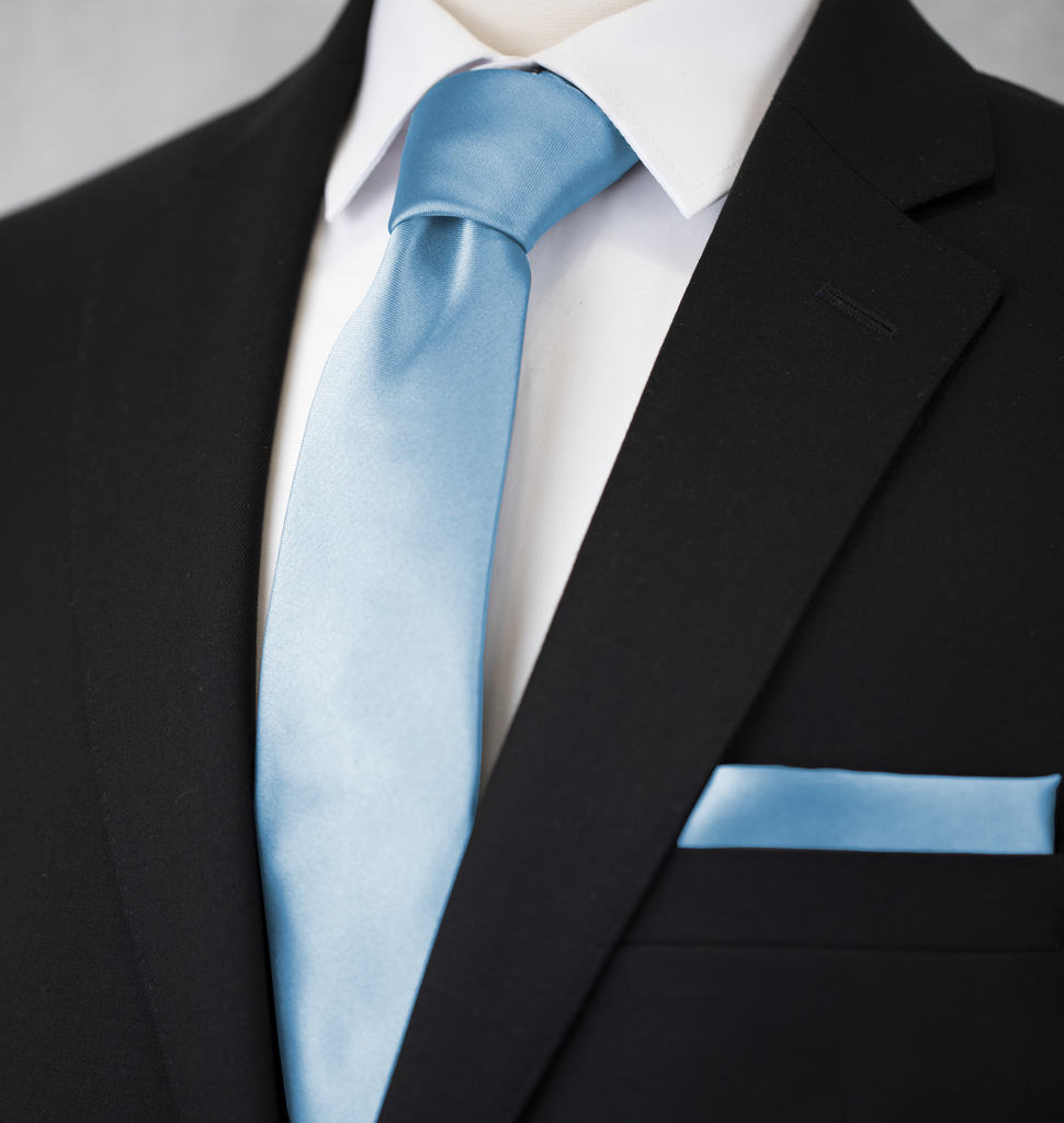 Solid Tie and Handkerchief Set Baby Blue