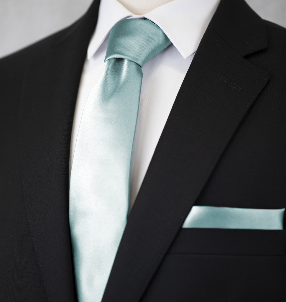 Solid Tie and Handkerchief Set Powder Blue