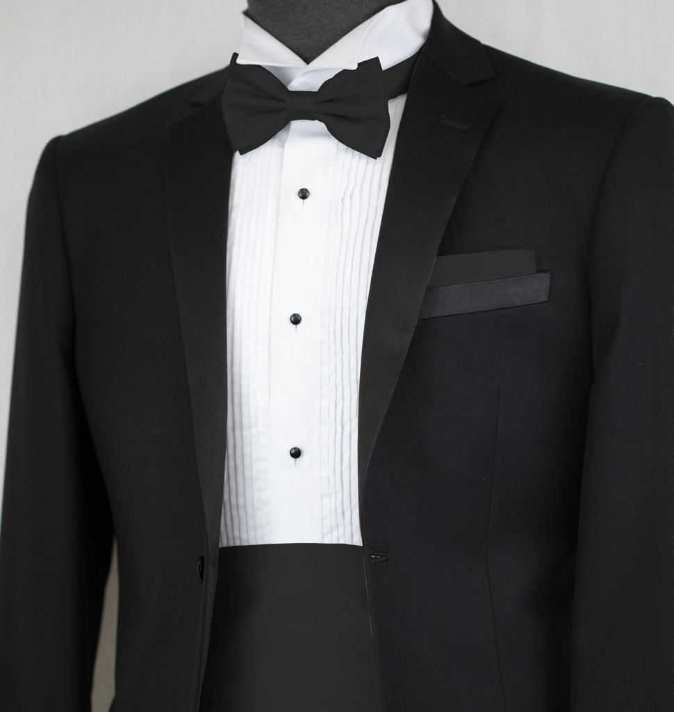 Solid Cummerbund Bow Tie And Handkerchief Acc10B