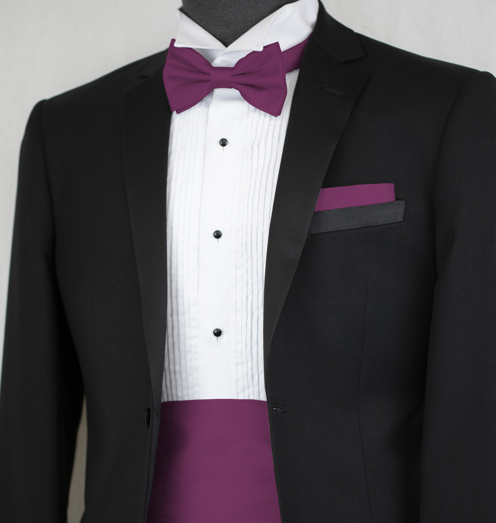 Solid Cummerbund Bow Tie And Handkerchief Acc10Aa