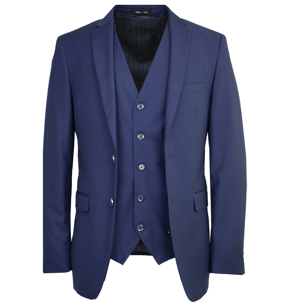 Franco Ricci Luxury 3 Piece Vested Slim Fit Suit Blue 450