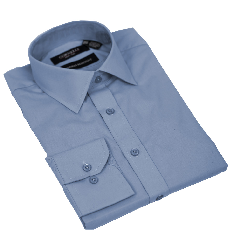 Cornelli Solid Dress Shirt Tailored Fit Blue
