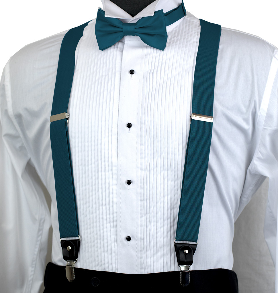 Solid Suspender Bow Tie And Handkerchief Set Ass11Z