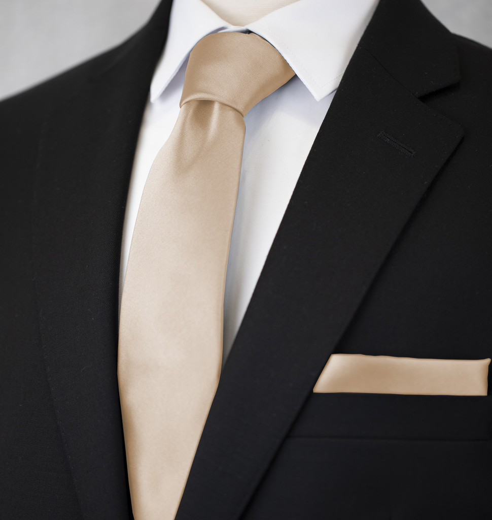 Solid Tie and Handkerchief Set Biscotti
