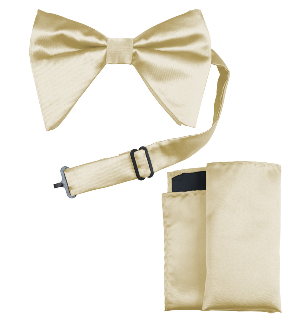 Solid Long Bow Ties With Handkerchief Clr.H