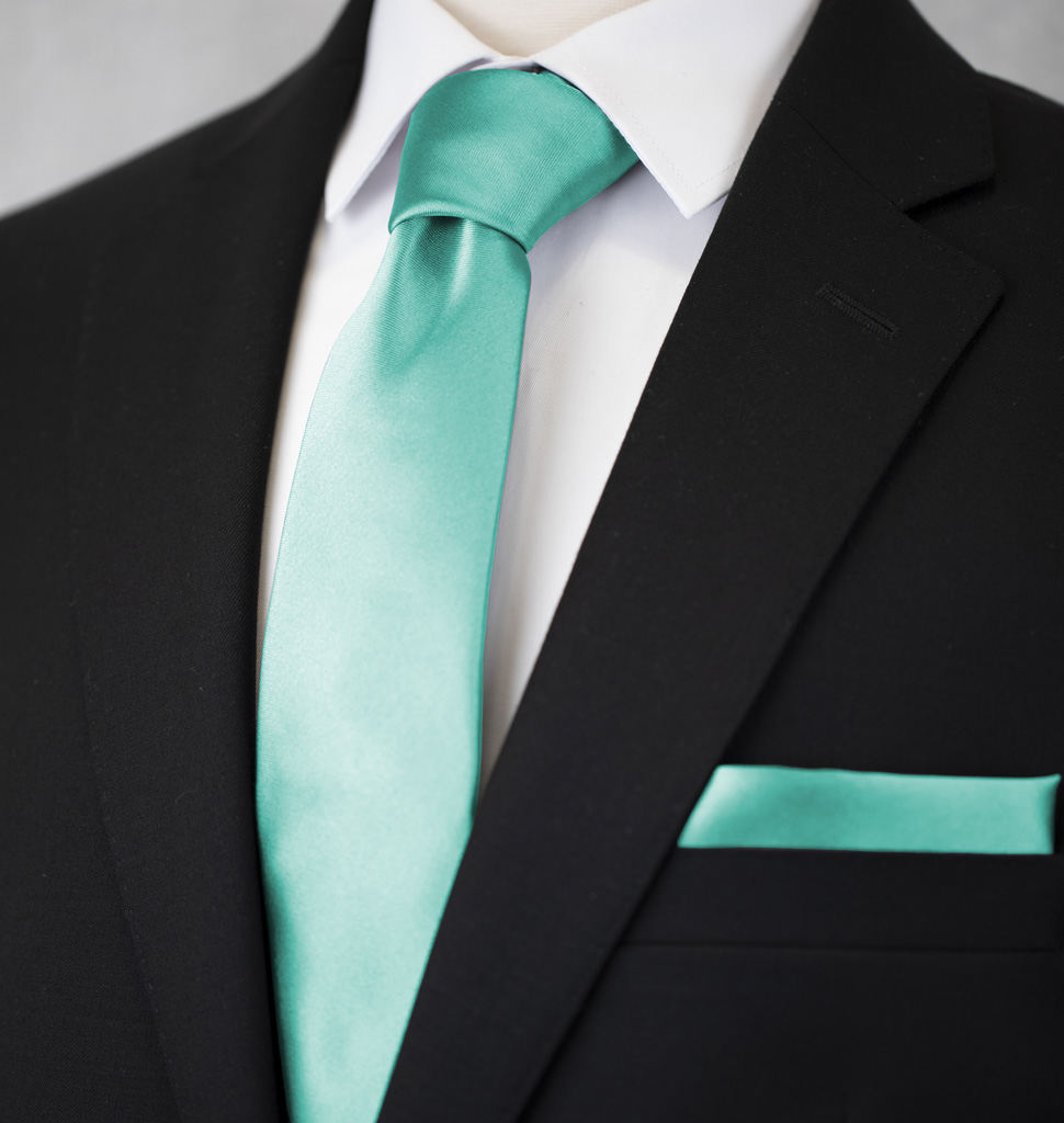 Solid Tie and Handkerchief Set Tiffany Blue