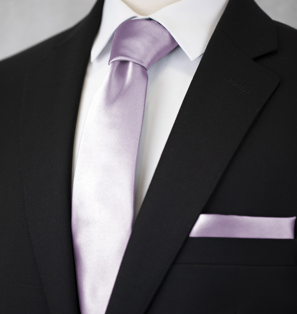 Solid Tie and Handkerchief Set Light Lilac