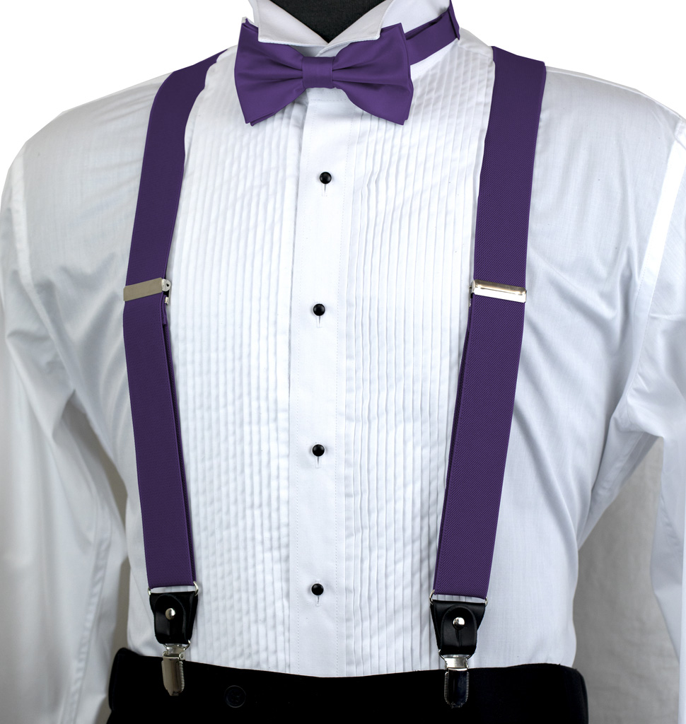 Solid Suspender Bow Tie and Handkerchief set ASS11U