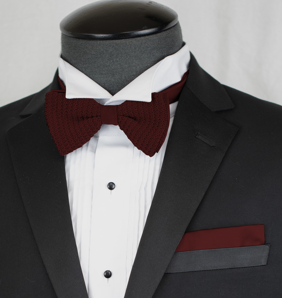 Knit Pretied Bow Tie With Handkerchief Set Clr.Mm