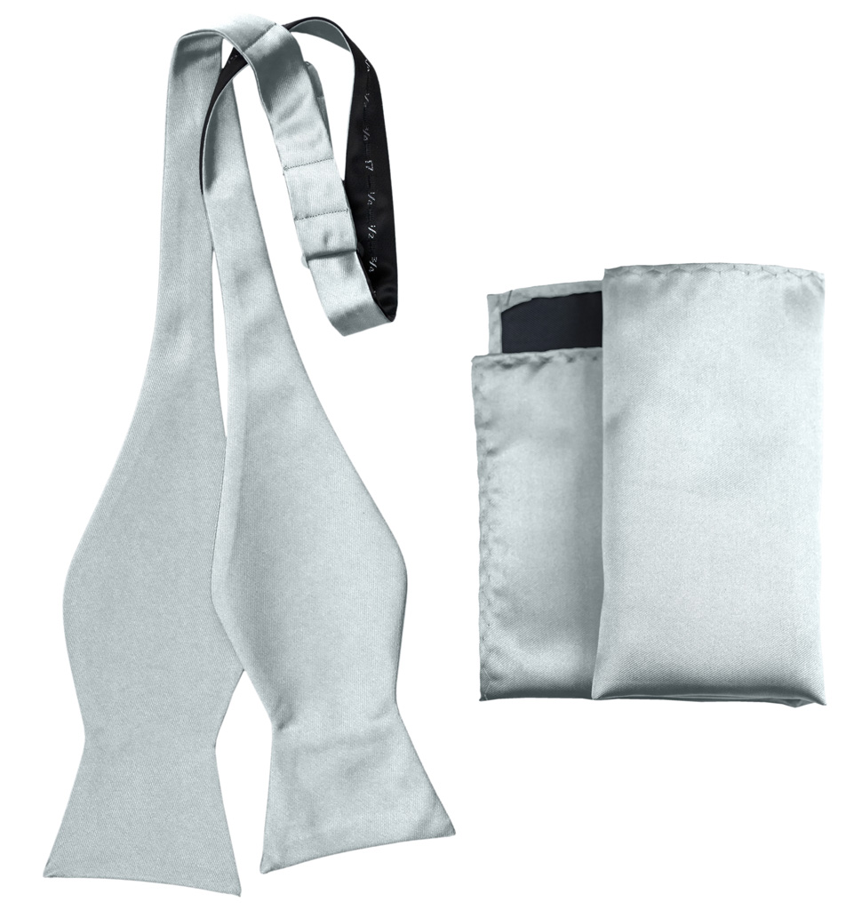 Solid Self Tie Bow Tie And Handkerchief Fog Awstbt100E
