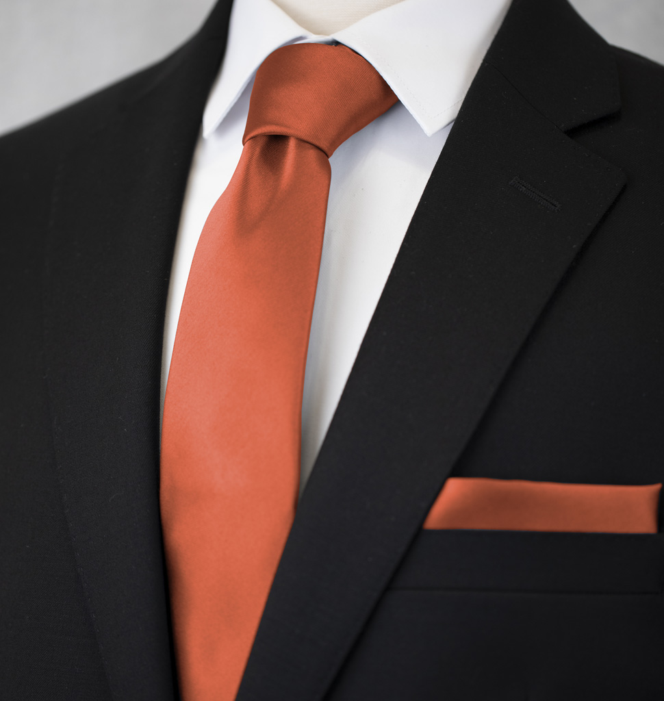 Solid Tie and Handkerchief Set Cinnomon