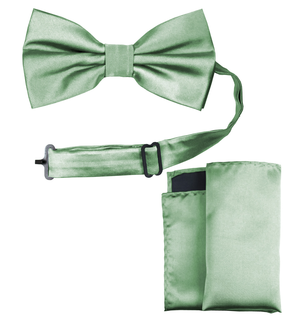 Solid Bow Tie and Handkerchief Set Mint