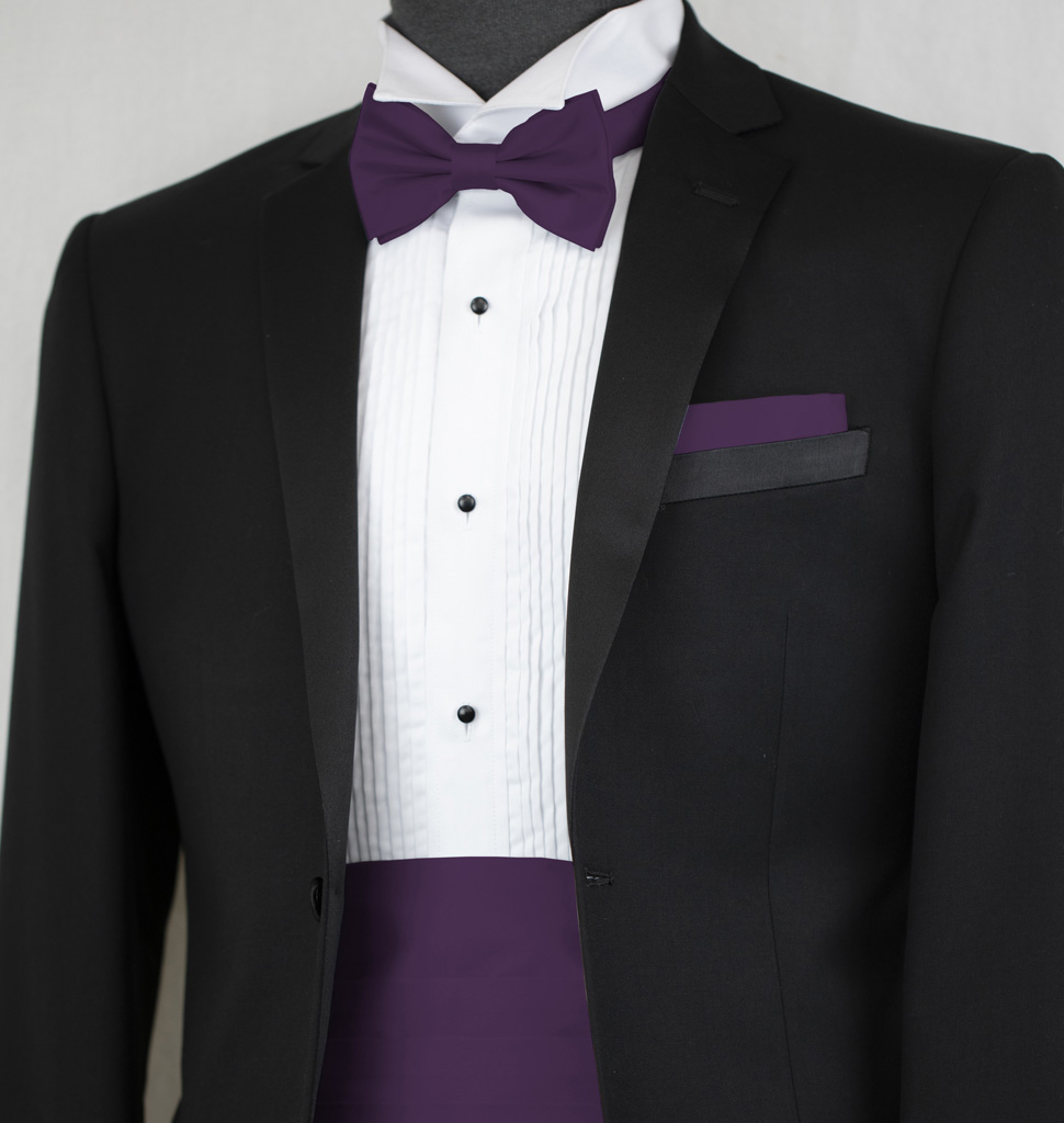 Solid Cummerbund Bow Tie And Handkerchief Acc10Bb