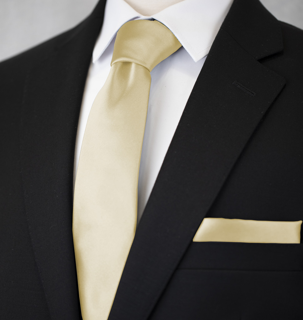 Solid Tie and Handkerchief Set Champagne