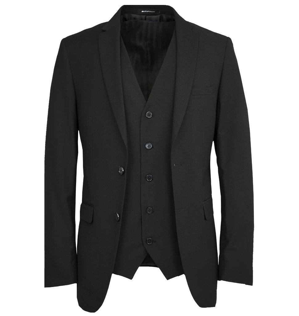Franco Ricci Luxury 3 Piece Vested Slim Fit Suit Black